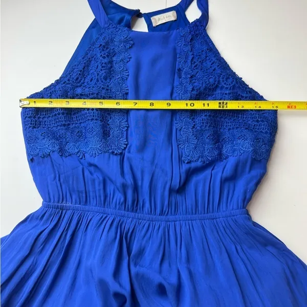 Altard State Royal Blue Crochet Lace Mala Maxi Dress Halter Neck Elastic Waist S - Image 9
