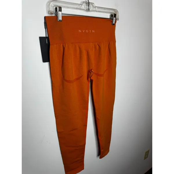 NVGTN Orange Contour Seamless Leggings & Crop Top Gym Set Workout Size XL New - Image 6