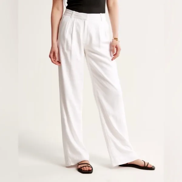 Abercrombie & Fitch White Sloane Linen Blend Pants - Image 2