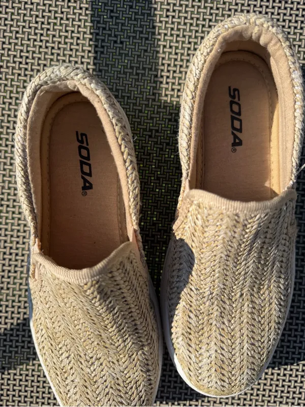 Soda Woven Slip-On Sneakers in Natural Tan - Image 8
