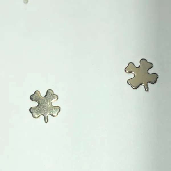 Gold Tone Clover Stud Earrings - Image 2