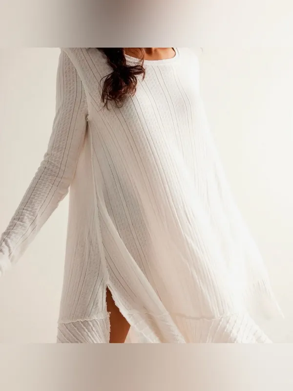 NWT FREE PEOPLE Tate Pointelle Tunic- Ivory Combo $78 MSRP - Image 4