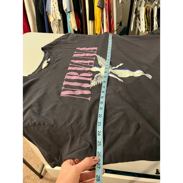 Hennes & Mauritz Nirvana Gray Worn in Oversized Cotton Short Sleeve Graphic Tee Shirt Size XXL - Image 10