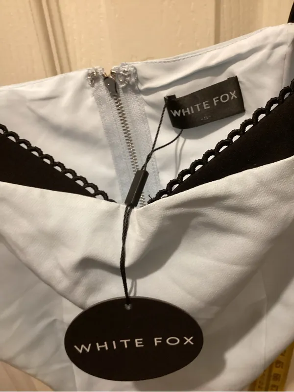 White Fox Boutique Light Blue and Black Satin Camisole - Image 2