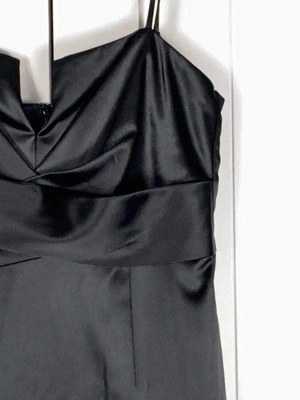 White House Black Market Dress Size 6 Black Satin Sweetheart Cocktail Sheath - Image 4