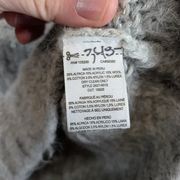 Current Elliott Gray Alpaca Wool Blend Mixed Knit Patchwork Sweater Size 1 Lurex - Image 6
