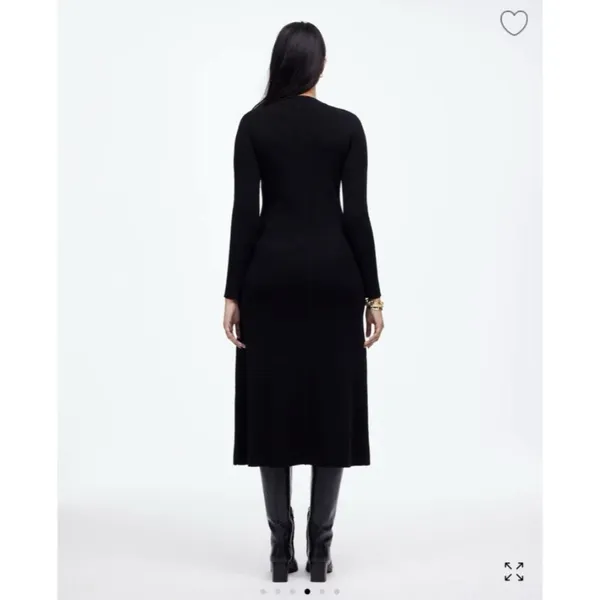 Madewell $168 Merino Wool Sweater Midi Dress Black NT938 Size S - Image 4