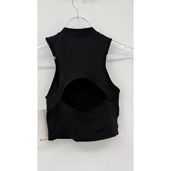 Lululemon Seamless Half Zip Training Tank Black Cropped Mock Neck Size 4 NEW - Image 4