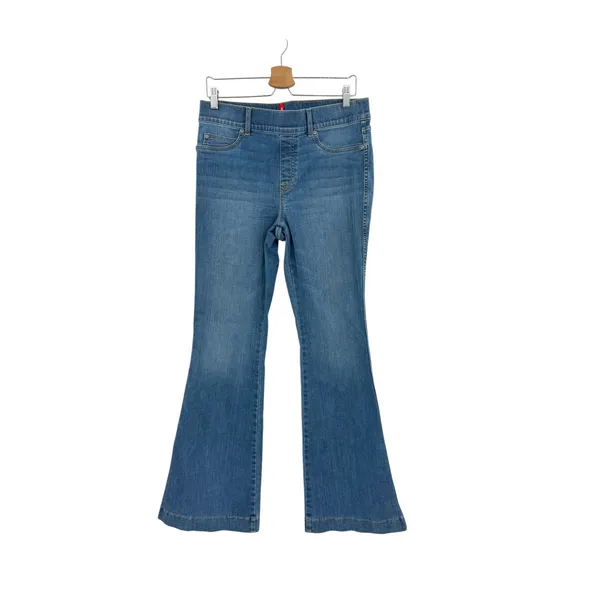 SPANX Flare Jeans Vintage Indigo High Rise Pull On Shaping Blue Size Large - Image 3
