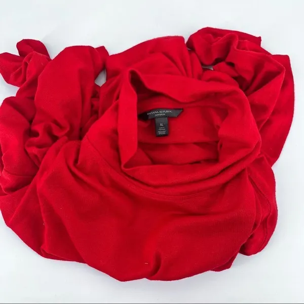 Banana Republic Luxespun Boxy Mockneck Sweater Size XL lightweight‎ Red - Image 6