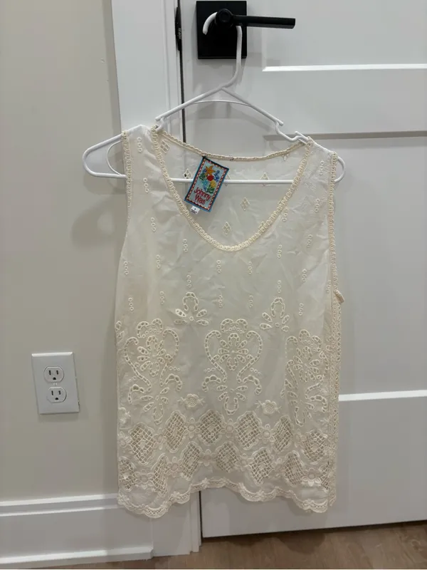 Johnny Was White Eyelet Lace Sleeveless Camisole - Image 2