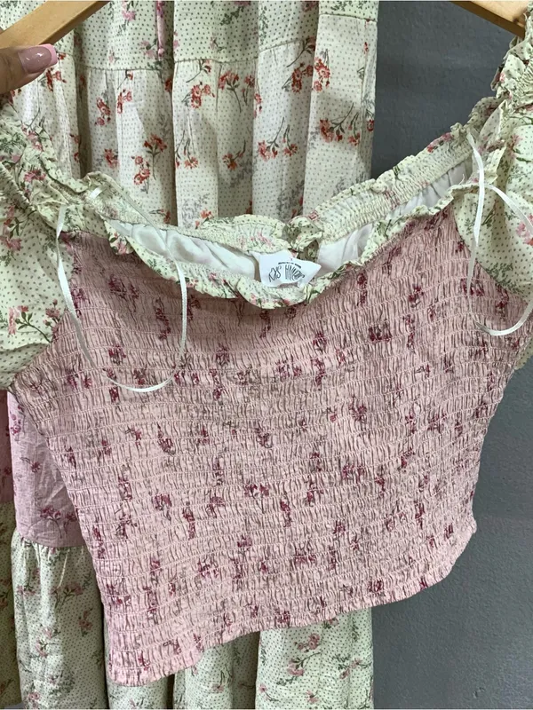 Coastal floral milkmaid 2 pc set dress influencer viral - Image 6