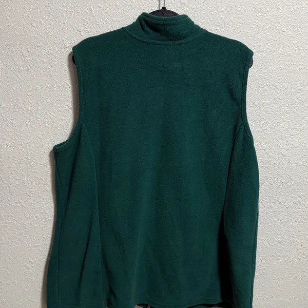 Basic‎ Editions Green Fleece Vest Snowflake Embroidery Zip Up Collar Winter XL - Image 6
