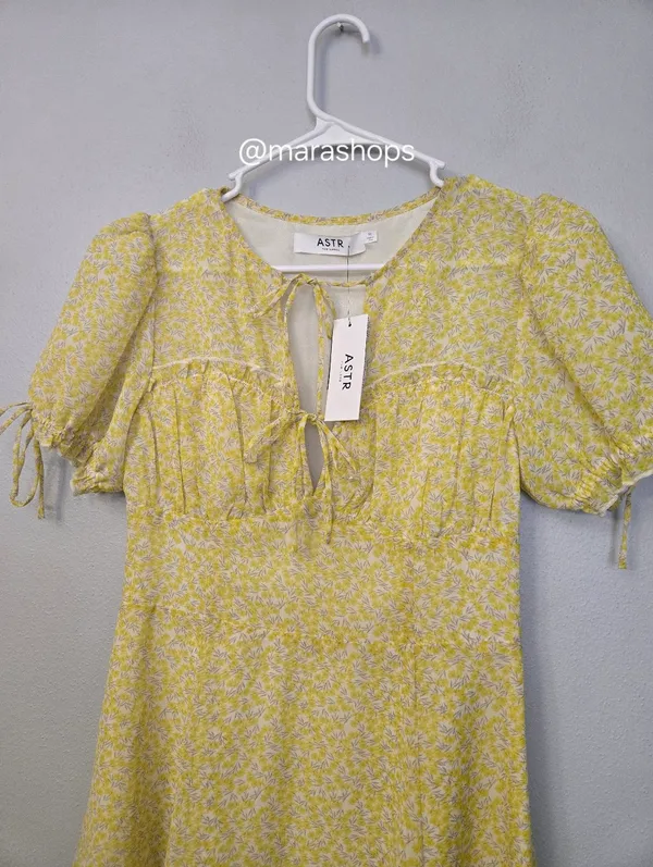 ASTR Print Puff Sleeve Tie Front Dress - Image 5