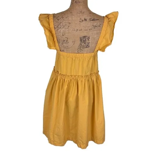 Madewell Flutter Sleeve Square Neck Mini Dress Marigold Yellow Summer Size Large - Image 4