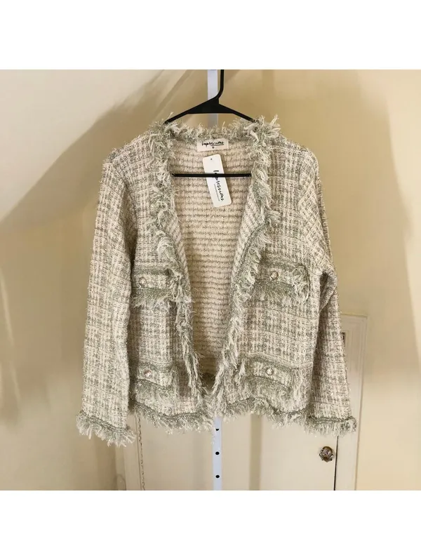 Impressions NWT Women's Prosecco Splash Tweed Boucle Jacket Cream Size M - Image 4