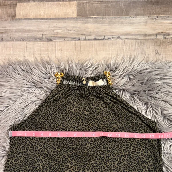 Michael Kors gold chain accent stretch slinky leopard animal print dress S - Image 7