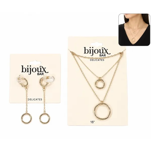 $30 Bijoux Bar Jewelry Set Gold Layered Circle Pendant Necklace cute gift - Image 2