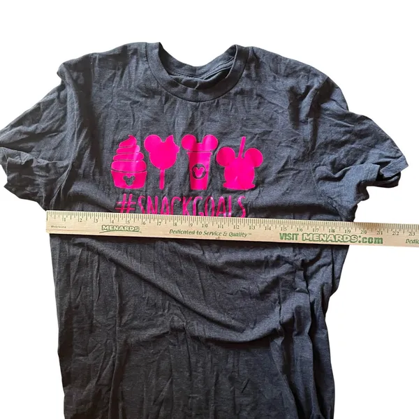 Disney Snack‎ Goals T-Shirt Gray Pink Graphic Tee Women's Cute Sz L - Image 5