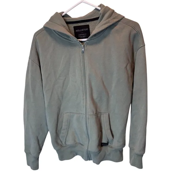 Hollister Women's Full Zip Hoodie Sage Olive Green Size XS - Image 2