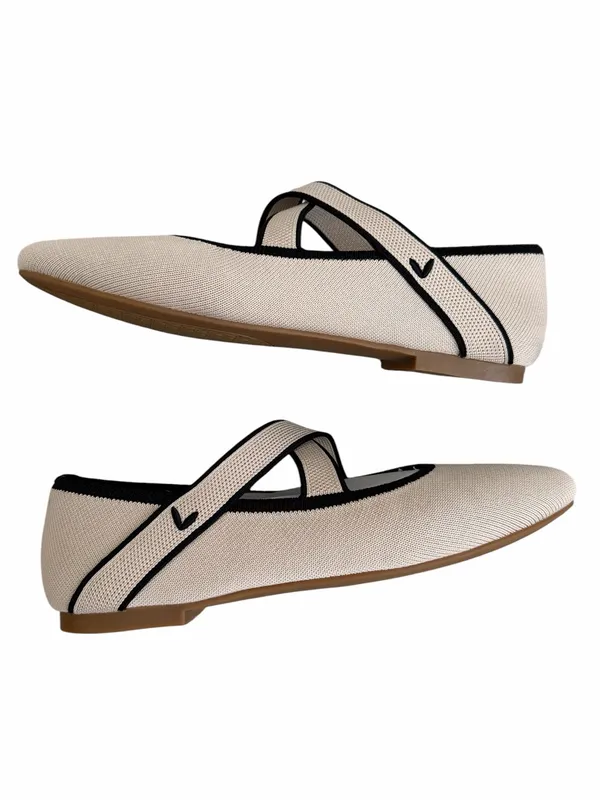 VIVAIA Nia Mary Jane Ballet Flats Almond Toe Cross Strap 37 6.5 NEW - Image 2