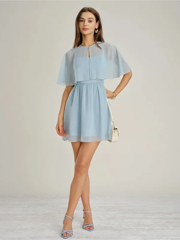 Rihoas 2-piece Blue Sweetheart Neck Chiffon Mini Dress - Image 5