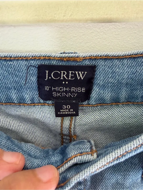 J. Crew Light Blue Skinny Jeans with Distressed Knees high raise 30 - Image 4
