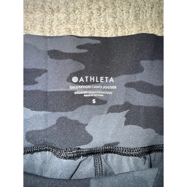 Athleta Salutation Camo Jogger Women‎ Small Black Grey Excellent High Waist - Image 5