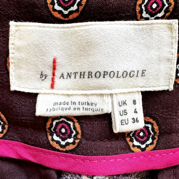 Anthropologie Marsden Wide Leg Pants Pleated Printed Pockets Crimson Red 4 - Image 3