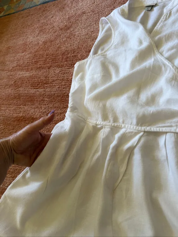 A New Day Size S White Wrap Front Tie Waist Romper with Pockets - Image 10