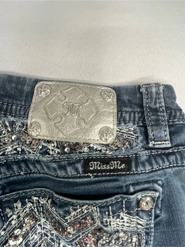 ⁠Miss Me Mid-Rise Easy Bootcut Embellished Sequins Studs Womens Jeans Size 30 - Image 10