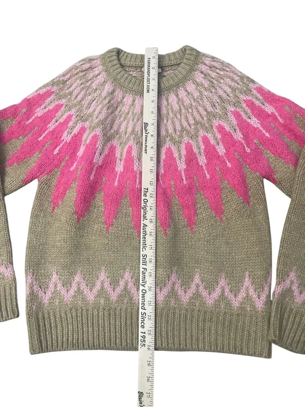 Sundance Beige Fair Isle Crewneck Sweater with Hot Pink & Light Pink Yoke - Image 4