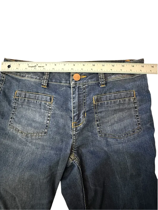 CAbi Jeans Women’s 6 Blue Denim Flare Bootcut Front Patch Pockets Stretch - Image 9