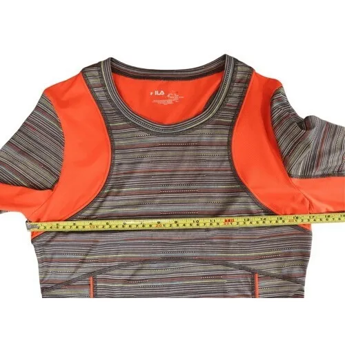 Fila Activewear Grey Striped Fitted Running Jogging Top Shirt MEDIUM Sporty‎ - Image 5