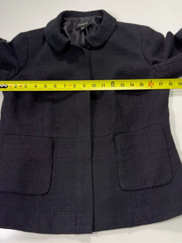 Talbots 100% Cotton Black Zip-Front Textured Blazer Size 6 - Image 4