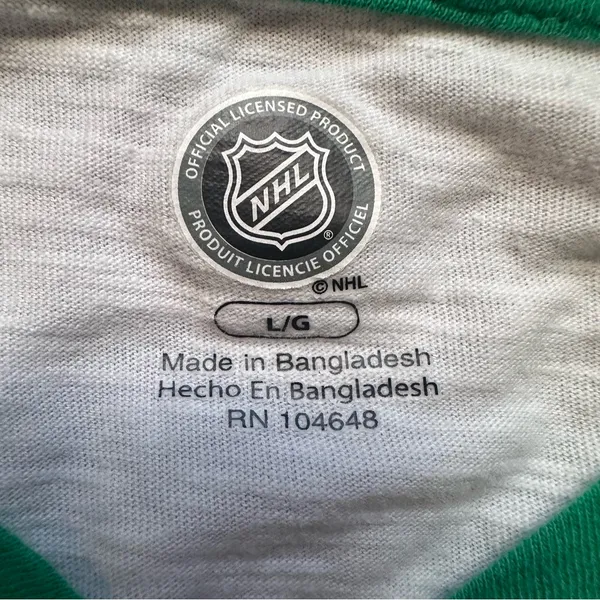 Dallas Stars NHL Hockey Long Sleeve Raglan Tee Green White Womens Large - Image 6