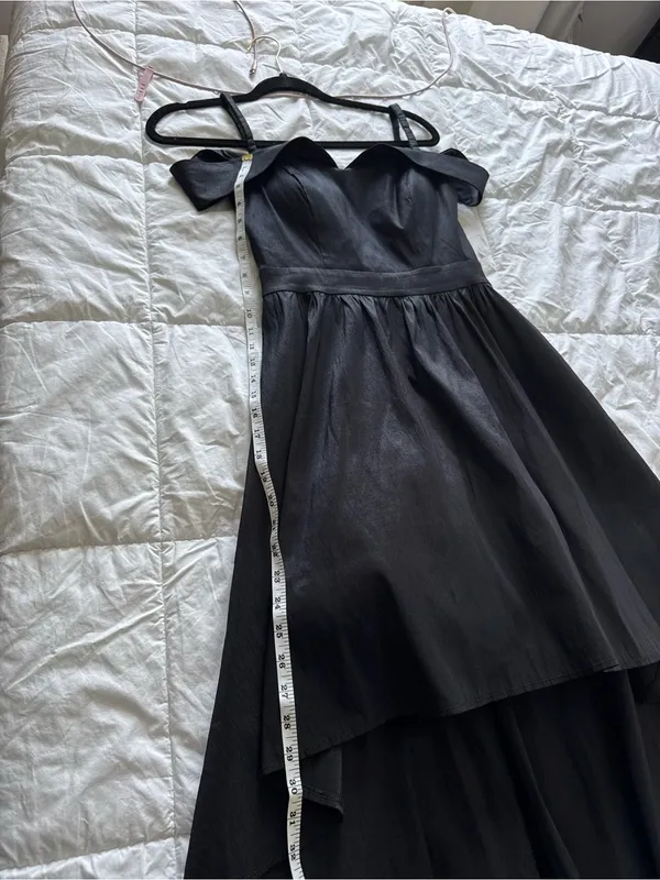 B Darlin Black Off-Shoulder Asymmetrical Hi Low Evening Cocktail Dress US 5/6 - Image 15