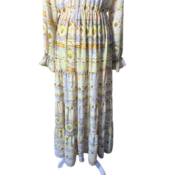 Shyanne Maxi Dress‎ Womens XS Multicolor Excellent Southwestern Tiered V-Neck - Image 10