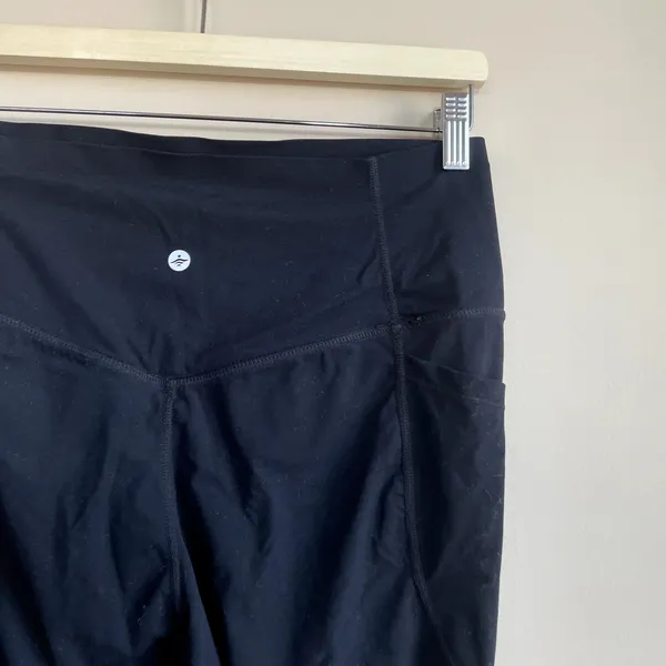 Halara 7/8‎ length black leggings women's L nylon elastane high waisted pockets - Image 5