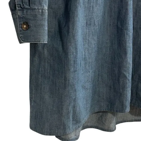 Ann Taylor LOFT Women's M Blue Denim Long Sleeve Tunic‎ Dress Short Side Pockets - Image 11
