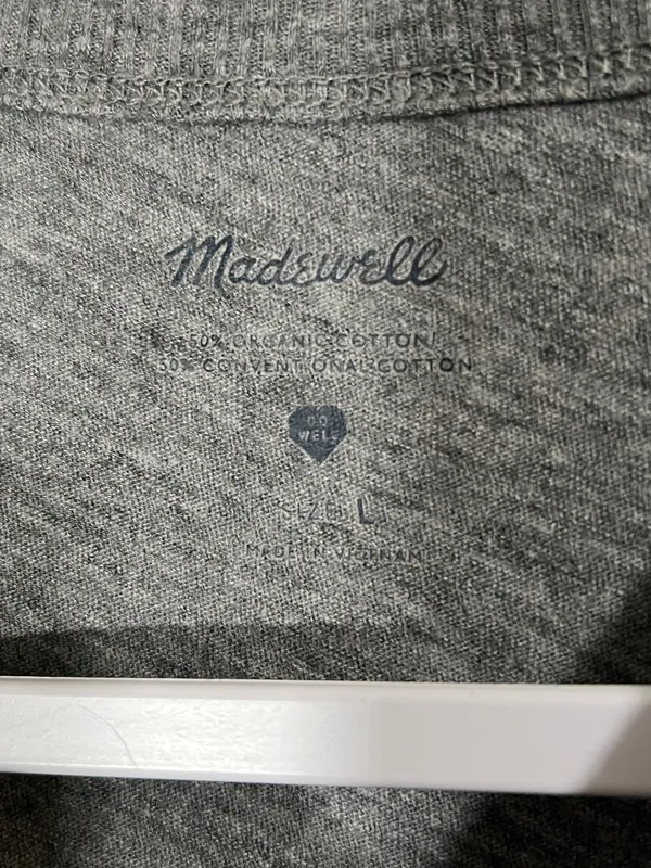 Madewell Organic Cotton Gray Slub T-shirt Size Large - Image 3