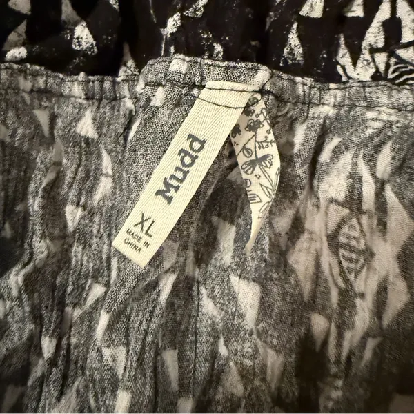 Y2K Mudd Black &‎ White Geometric Print Sleeveless Front Slit Maxi Dress Sz XL - Image 5
