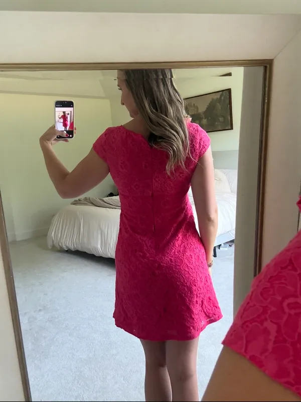 Ann Taylor vintage Pink Lace Cap-Sleeve Dress - Image 2