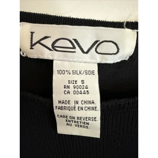 Vintage Kevo Collection Silk Knit Short Sleeve Black Top Size Small - Image 2