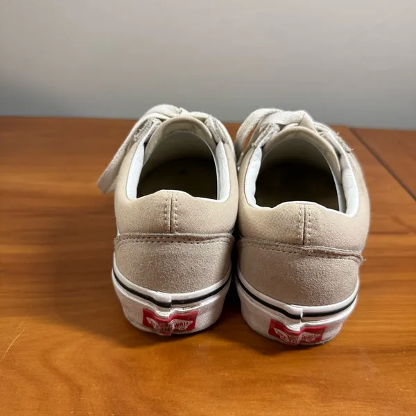 Vans Old Skool‎ Suede Leather Sneaker Skate Shoe Cream Tan Neutral W5 Low Top - Image 4