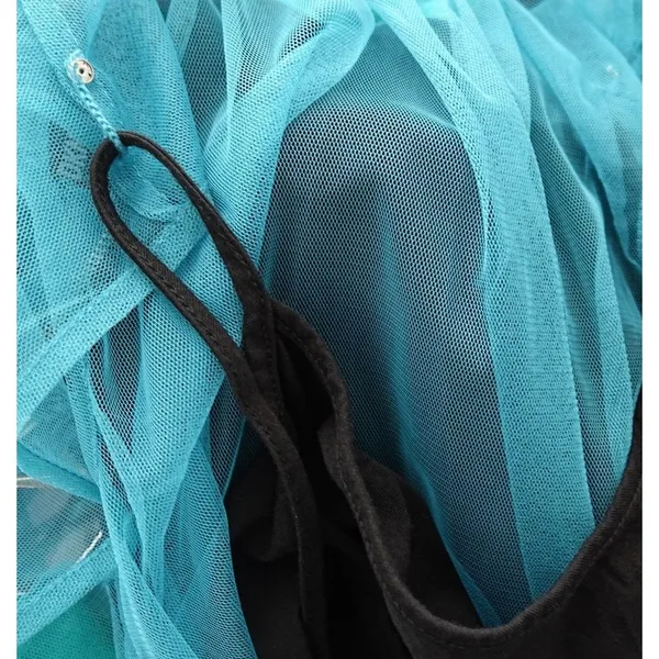 DKNY Blue & Black Mesh 2PC Layered Mock Neck Sleeveless Midi Dress Set Size XS - Image 3