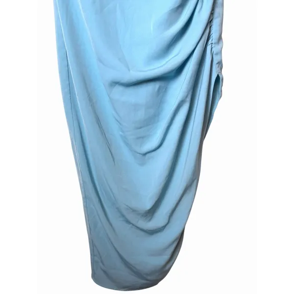 Womens Abercrombie & Fitch Off-The-Shoulder Ruched Midi Dress BLUE SMALL - Image 8