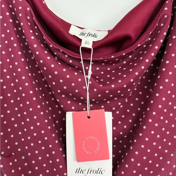 NWT Anthropologie The Frolic Polly Polka Dot Off-the-Shoulder Mesh Top Size XL - Image 4