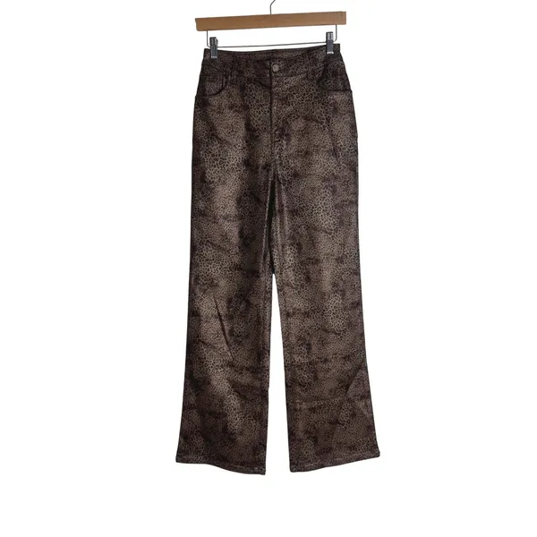 12th Tribe Womens After Hours Coated Leopard Pants Small - Image 2