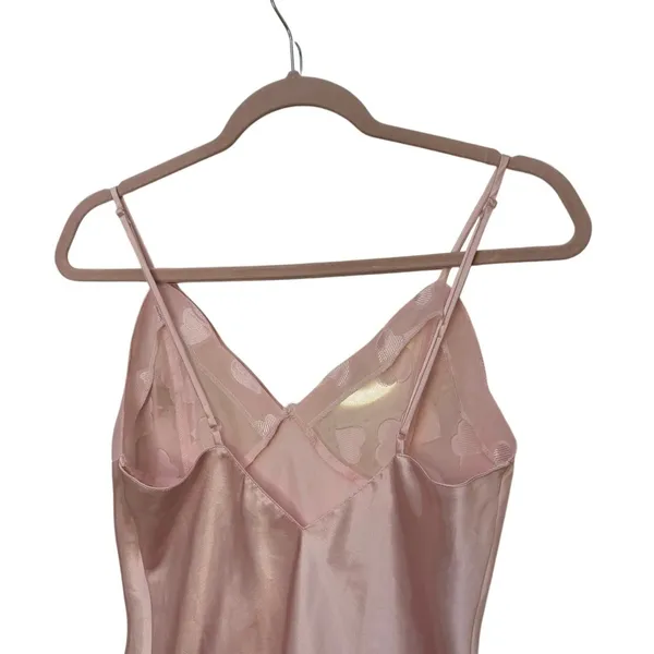Frederick’s of‎ Hollywood Mini Satin Dress Baby Pink Hearts Print Vintage Small - Image 12